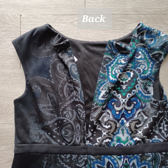 Chico's Sheath Dress Size 6 Blue Fade to Black Paisley - Picture 6 of 11